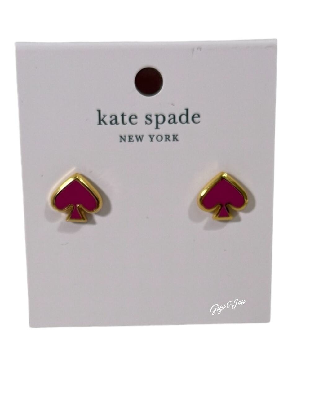 Kate Spade Everyday Spade Enamel Studs New in Festive Pink